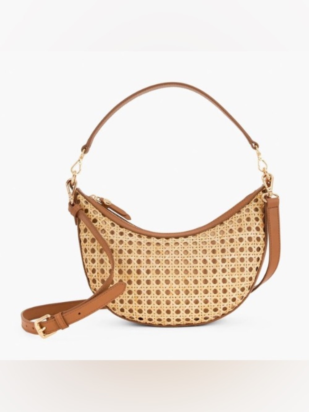 NWOT Talbots Woven Rattan Half Moon Shoulder- Convertible Cross-Body Purse